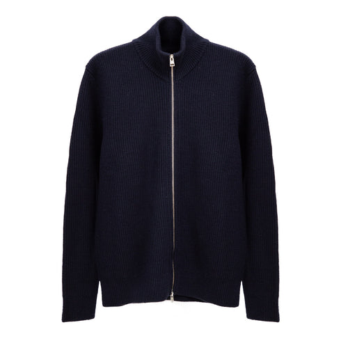Norse Projects Hagen Wool Cotton Rib Full Zip Jacket Dark Navy N45-0550 Degli Uberti